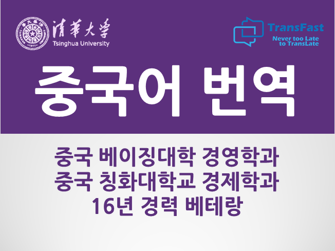  중국어 번역 중국 칭화대 경제학과 중국어 통역병 출신 베테랑