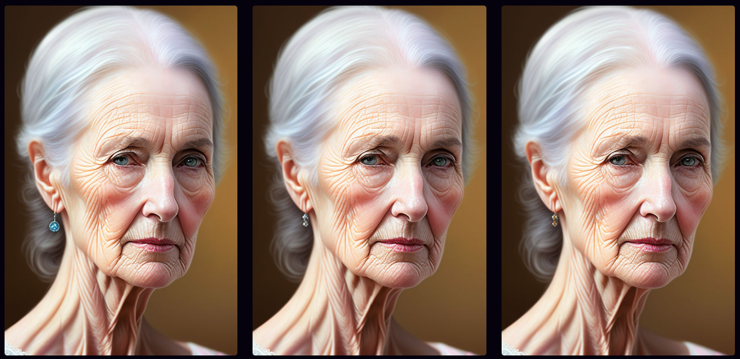 Images of a girl aging from 104 to 102