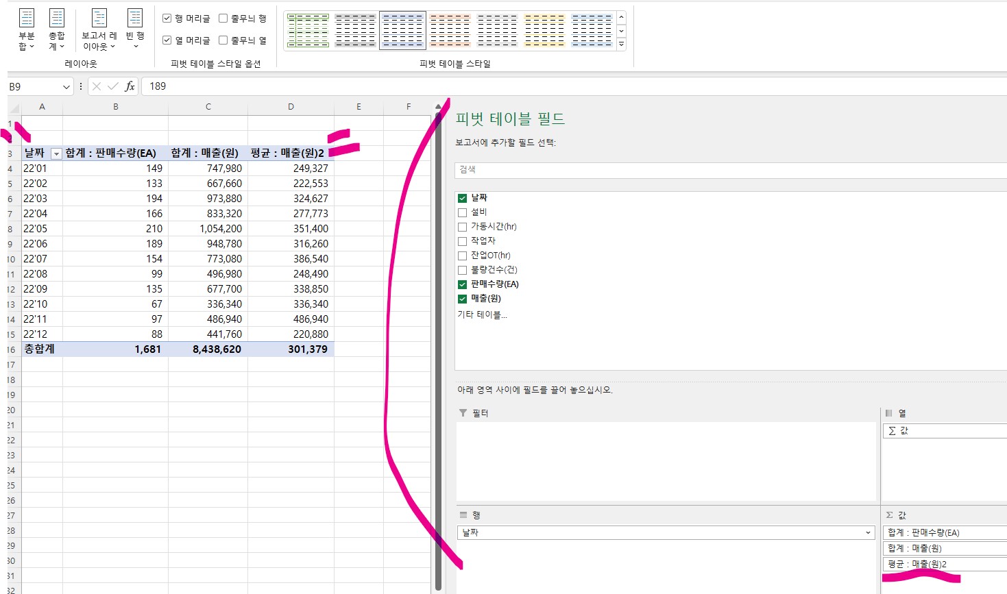 엑셀(Excel) 피벗 테이블 활용하기