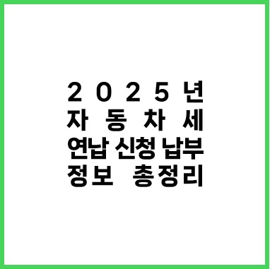 2025년 자동차세 연납 신청 납부 정보 총정리