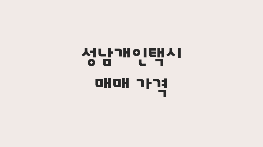  11월 성남 개인택시 매매 가격 시세 및 매물 한눈에 알아보기