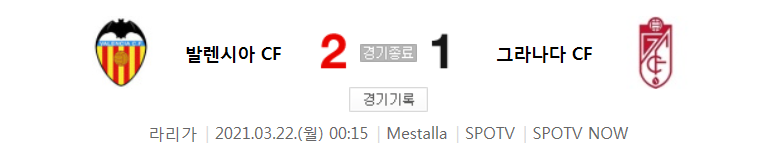  라리가 / 2021년 3월 22일 경기 - 발렌시아(2) VS 그라나다(1) 축구 하이라이트