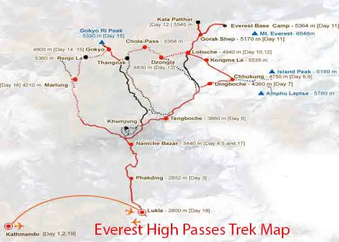 Everest-Three-Passes-Trekking-Map