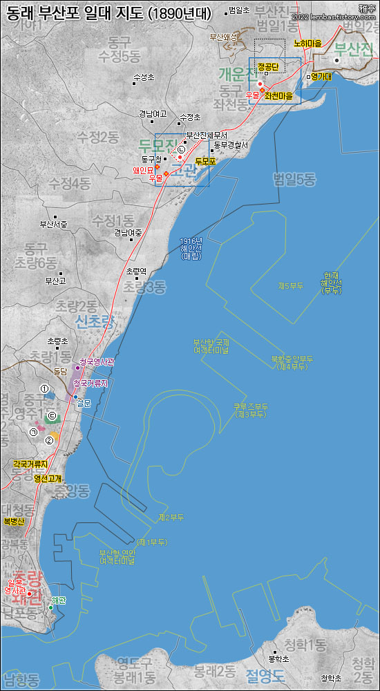 조선시대 동래도호부 부산포(釜山浦) 초량(草梁) 해안 지도