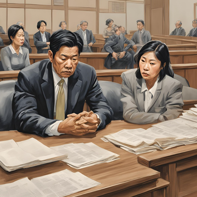 김민재 위자료 : 법정에 앉아있는 변호사