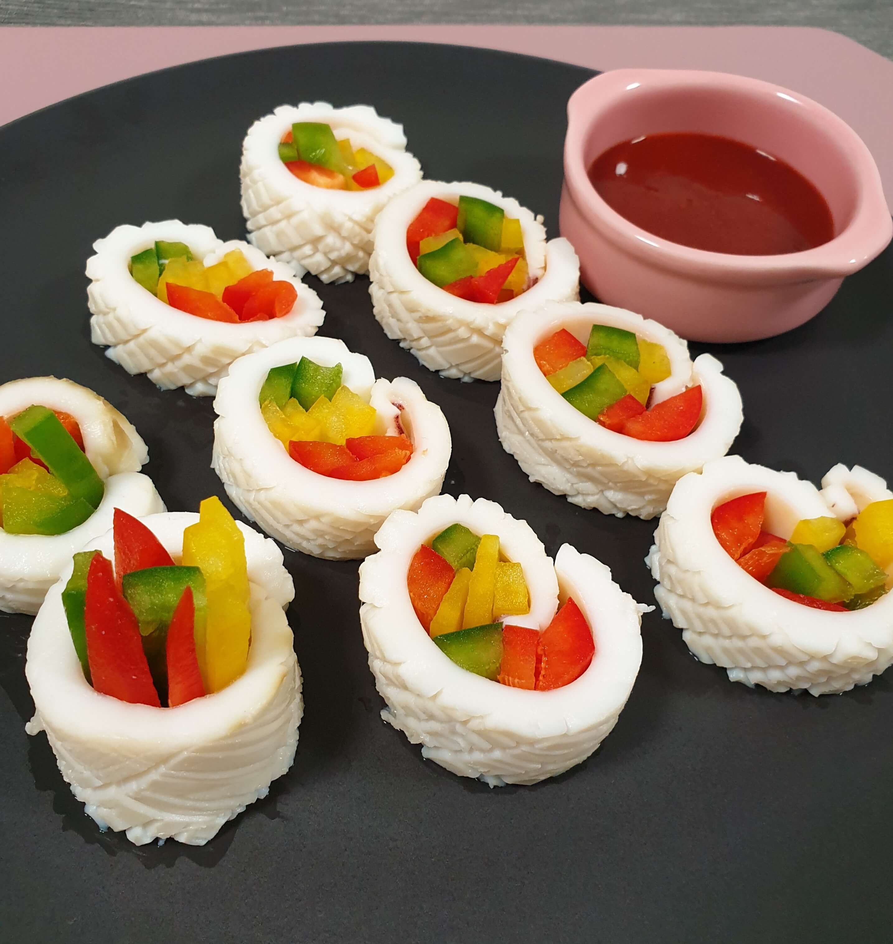  예쁜 오징어 숙회 오징어 야채 말이 오징어 김밥 만들기