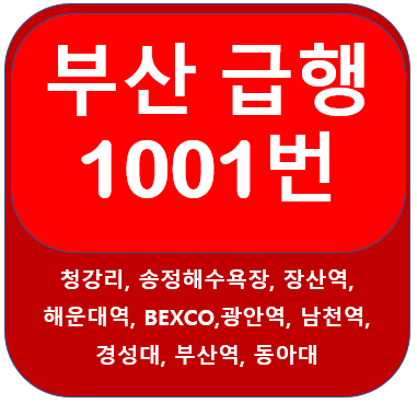  부산 1001번 버스노선 (심야포함) 시간표 안내 송정해수욕장, 광안역, 해운대역