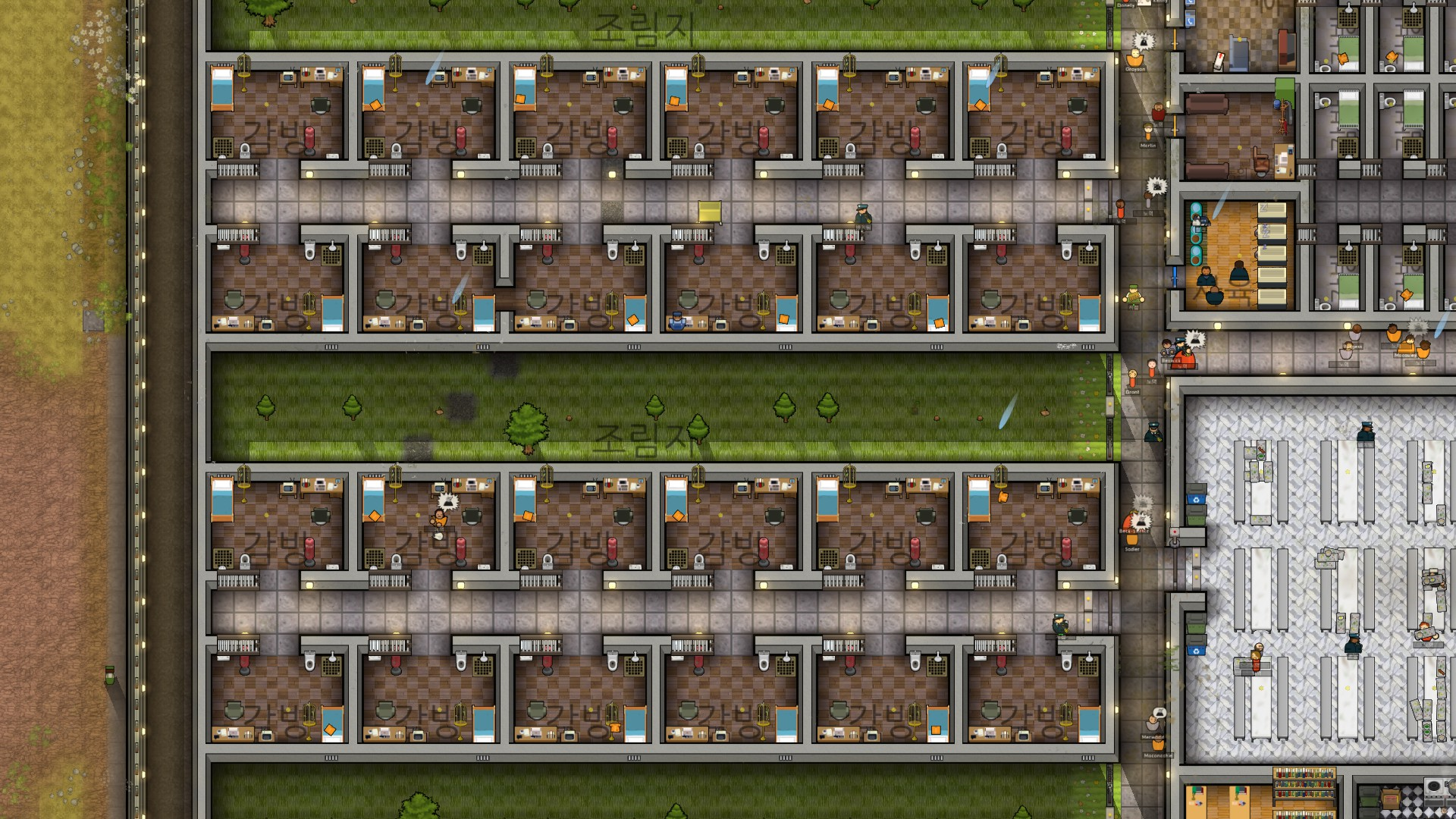 Prison Architect(프리즌 아키텍트)&#44; 플레이 화면