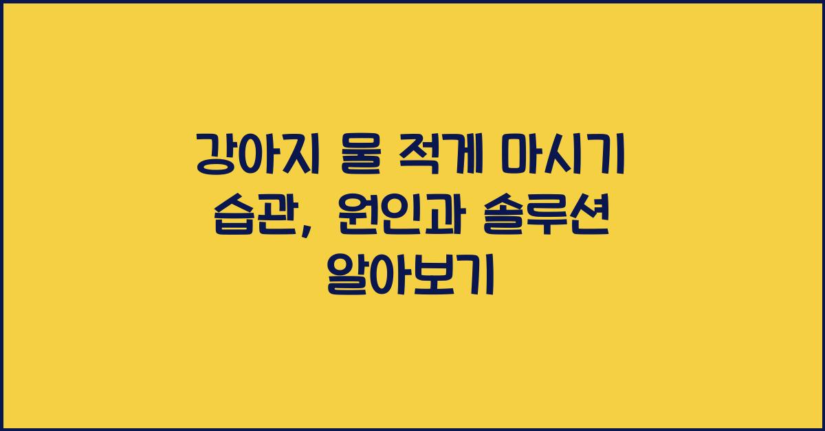 강아지 물 적게 마시기 습관