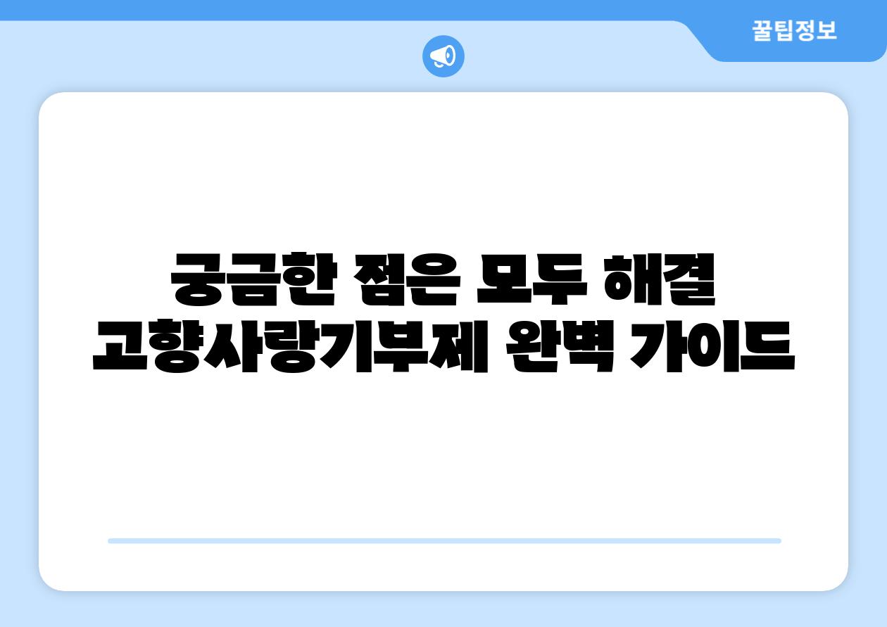 궁금한 점은 모두 해결 고향사랑기부제 완벽 설명서