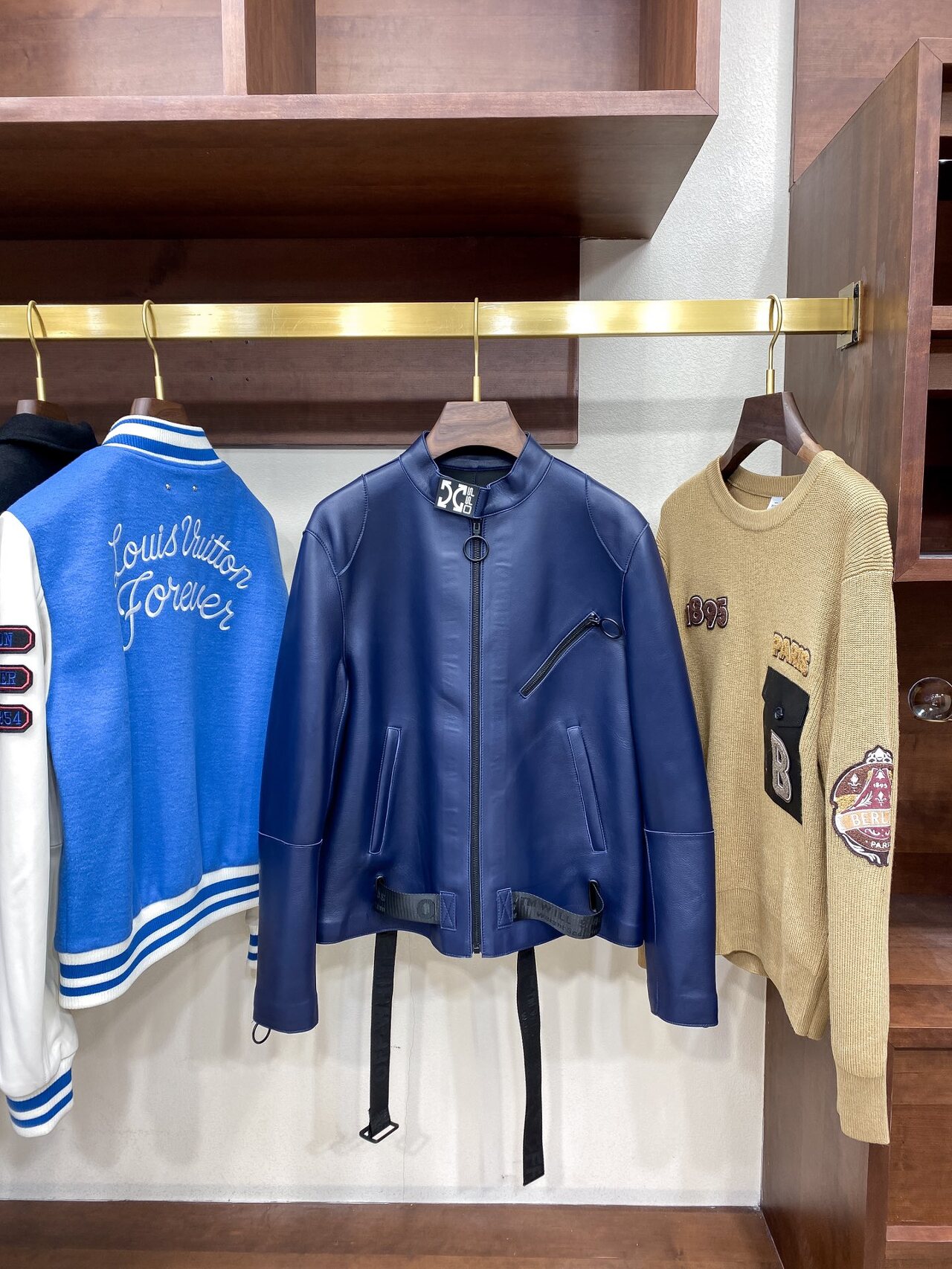  [OFF WHITE] 오프화이트 레더 집업 라이더 자켓
