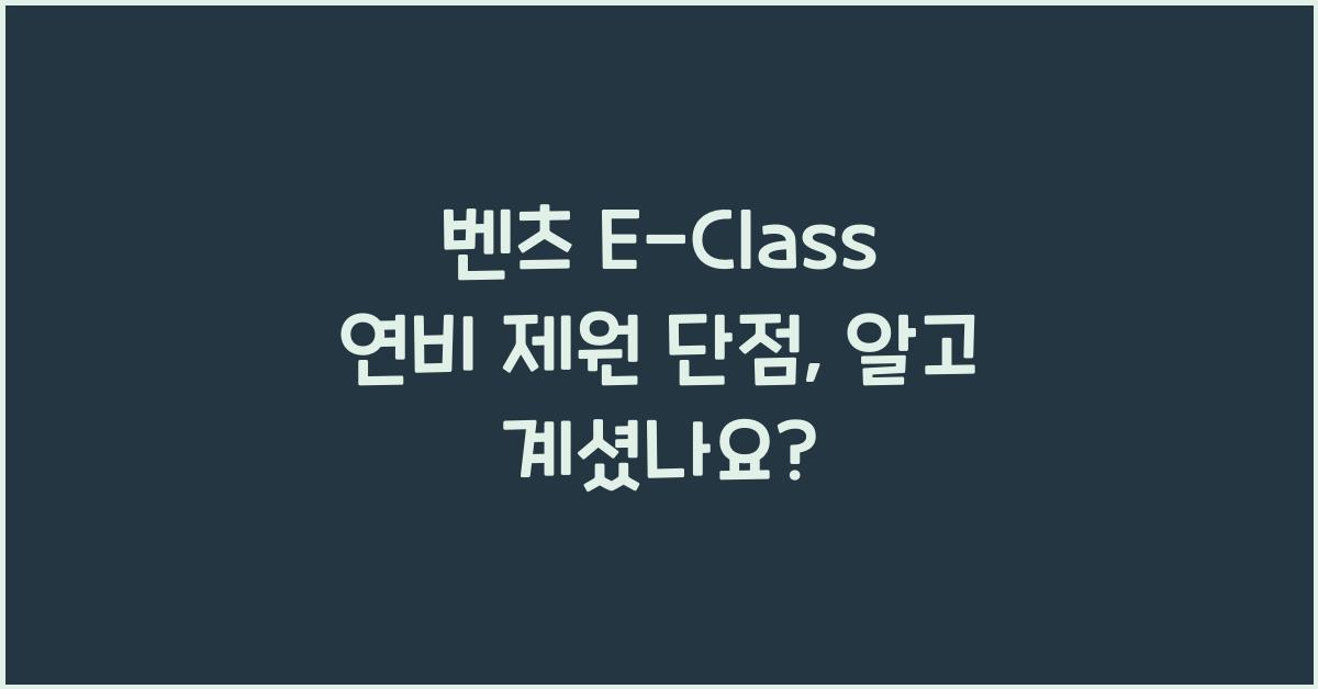 벤츠 E-Class 연비 제원 단점