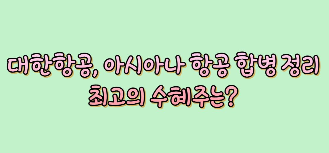  [주식 전망] 대한항공, 아시아나항공 합병 정리, 최고의 수혜주는?