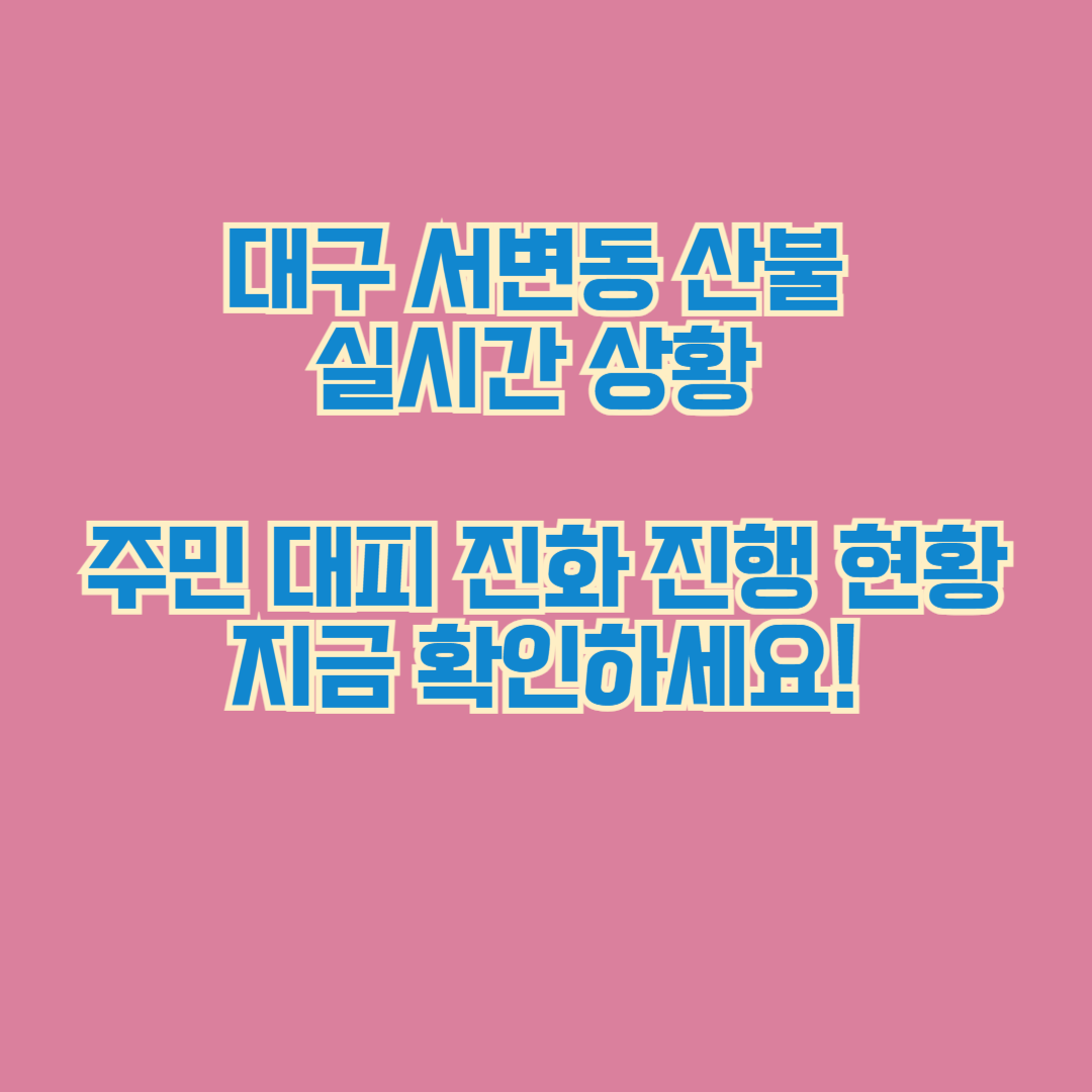 대구 서변동 산불 실시간 상황, 주민 대피 현황, 교통 통제 구간, 진화율