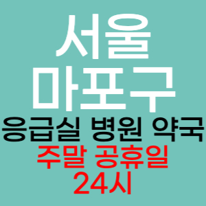 서울 마포구 주말 공휴일 약국 병원 응급실 찾기 토요일 일요일 야간진료 24시 영업시간