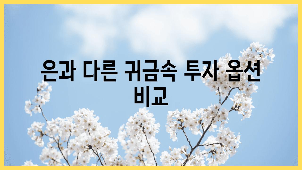 은과 다른 귀금속 투자 옵션 비교