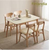 핀란디아 데니스 화이트 4인식탁세트(의자4) 원목 식탁세트