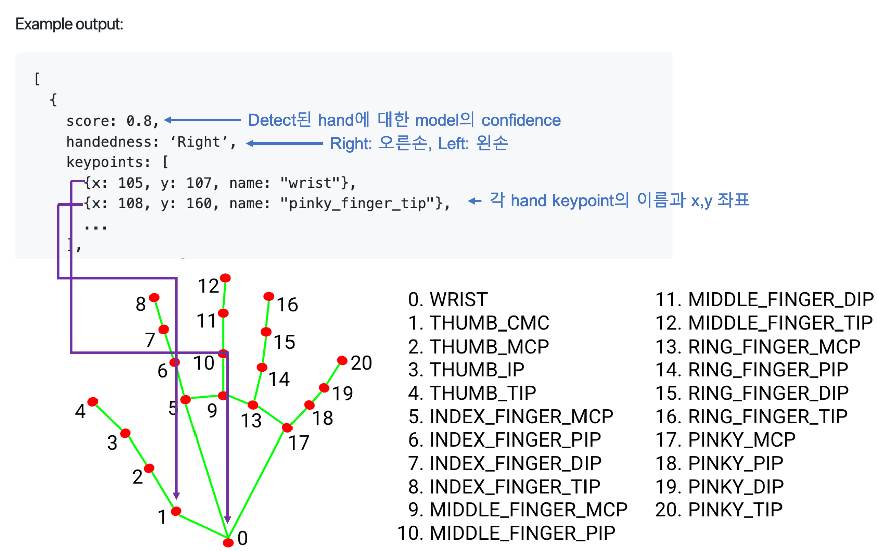 hand pose detection result example