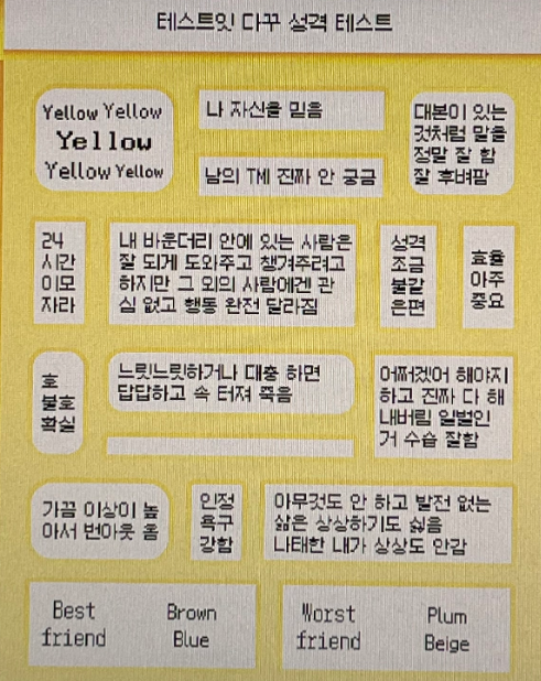 테스트잇 다꾸 성격테스트 ENTJ Yellow 옐로우