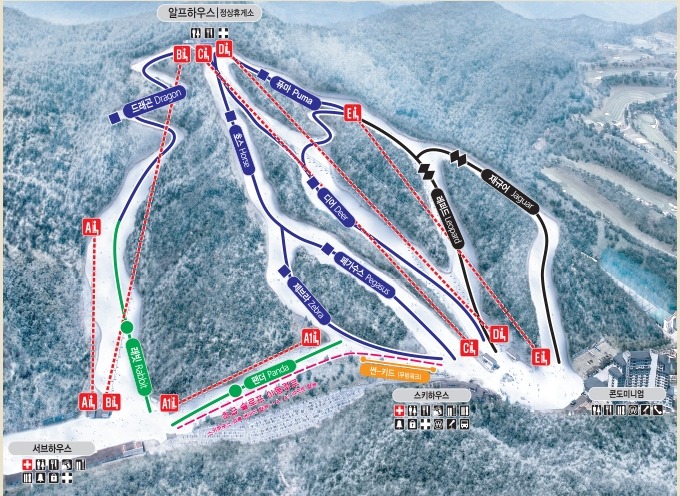 엘리시안 강촌 스키장의 지도