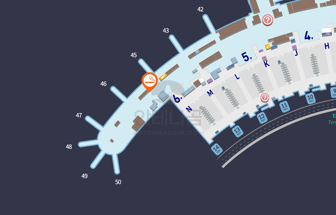 인천공항 1터미널 45번 게이트 부근 흡연실 (3층 / 면세구역)