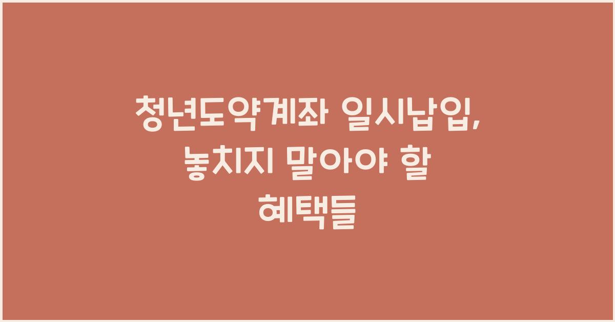 청년도약계좌 일시납입