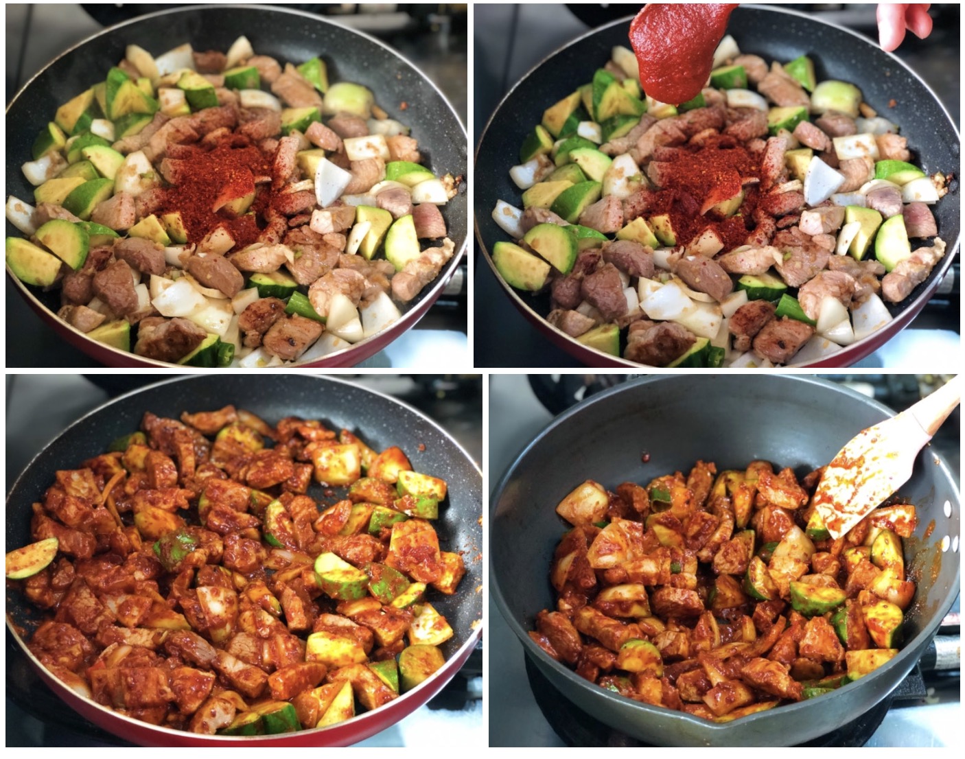 돼지고기 고추장 찌개 볶기 단계