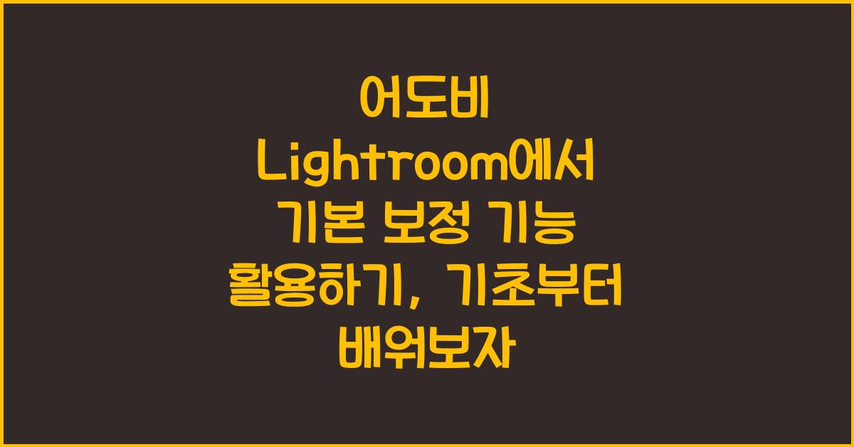 어도비 Lightroom에서 기본 보정 기능 활용하기