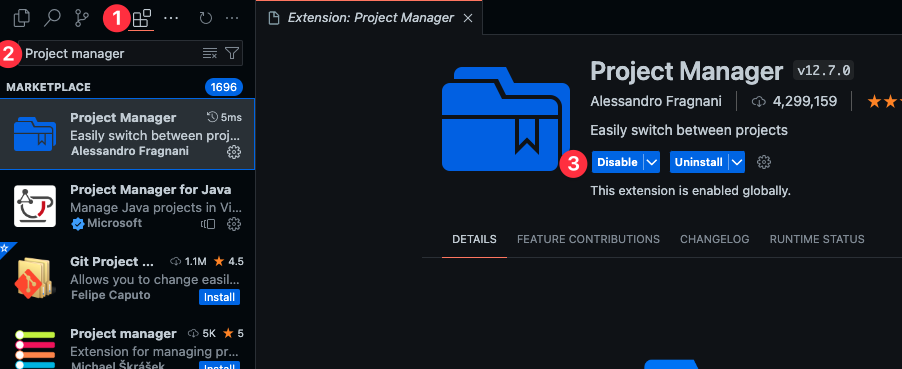 vscode 즐겨찾기 Extension - Project Manager