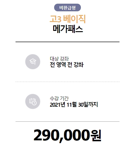 메가스터디 메가패스 가격 (고3 기준) 메가스터디 메가패스 가격 (고3 기준)
