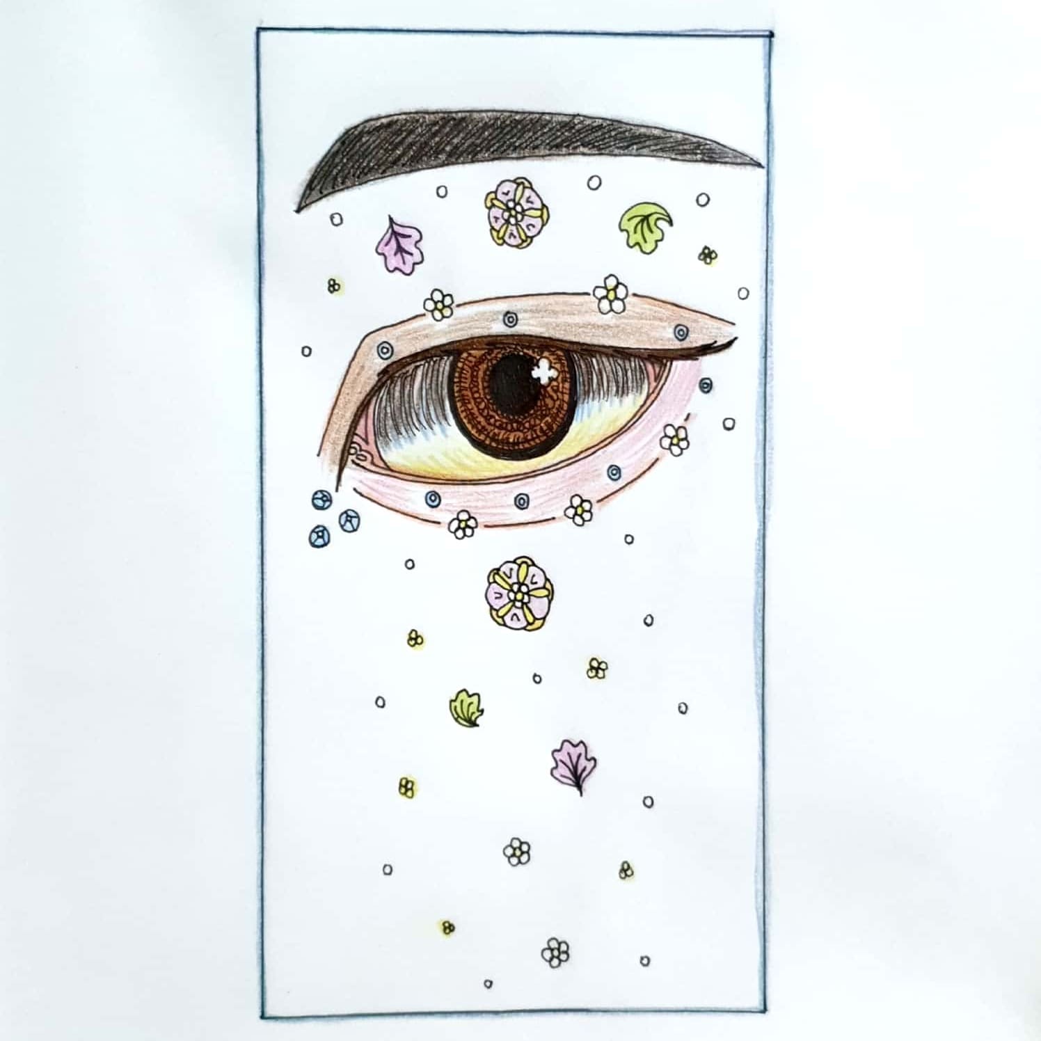  Eye with Flower 눈과 꽃 / 일러스트 그림 드로잉 / 눈 그리기