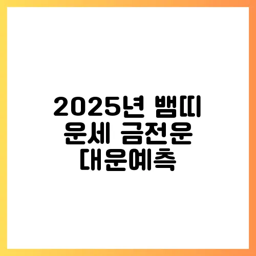 2025년 뱀띠 운세 금전운 대운예측