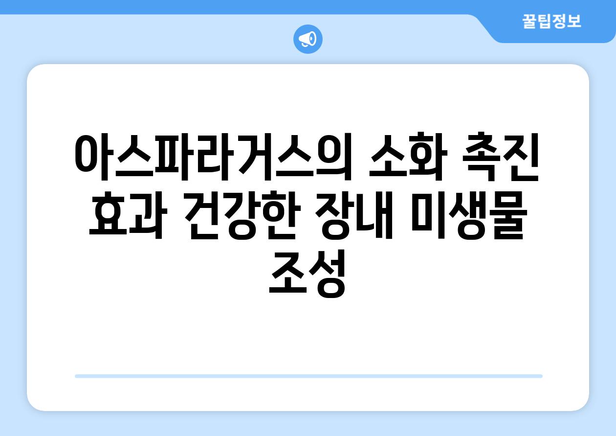 아스파라거스의 소화 촉진 효과 건강한 장내 미생물 조성