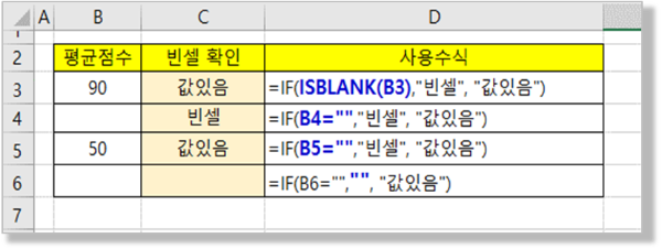 IF 함수 빈셀 확인