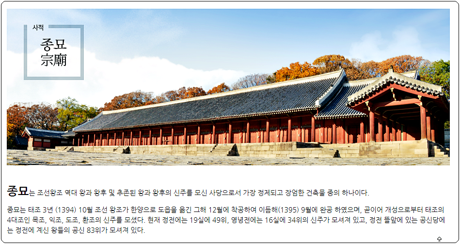  종묘 입장료 및 관람시간