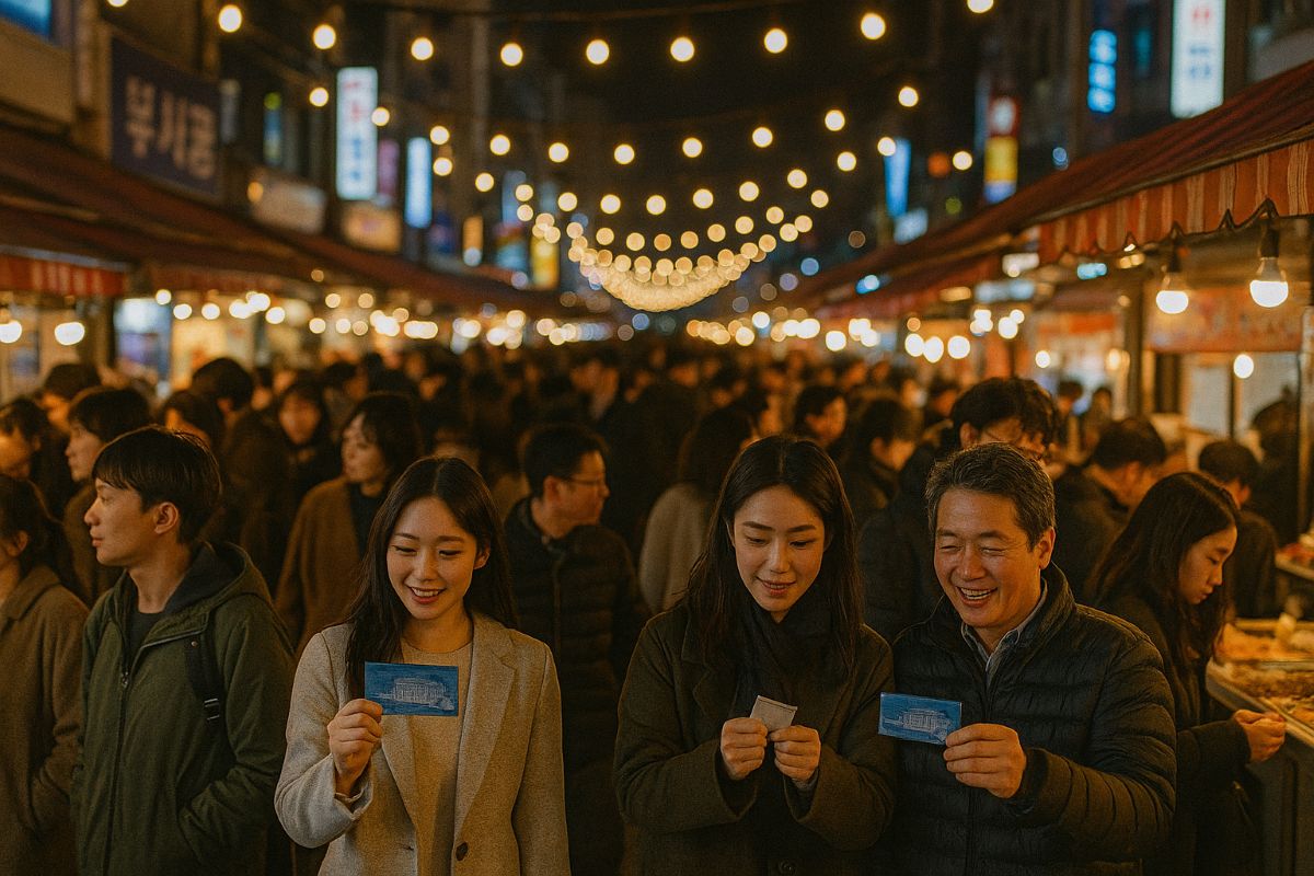 소비쿠폰 사용하는 부산 야시장 풍경