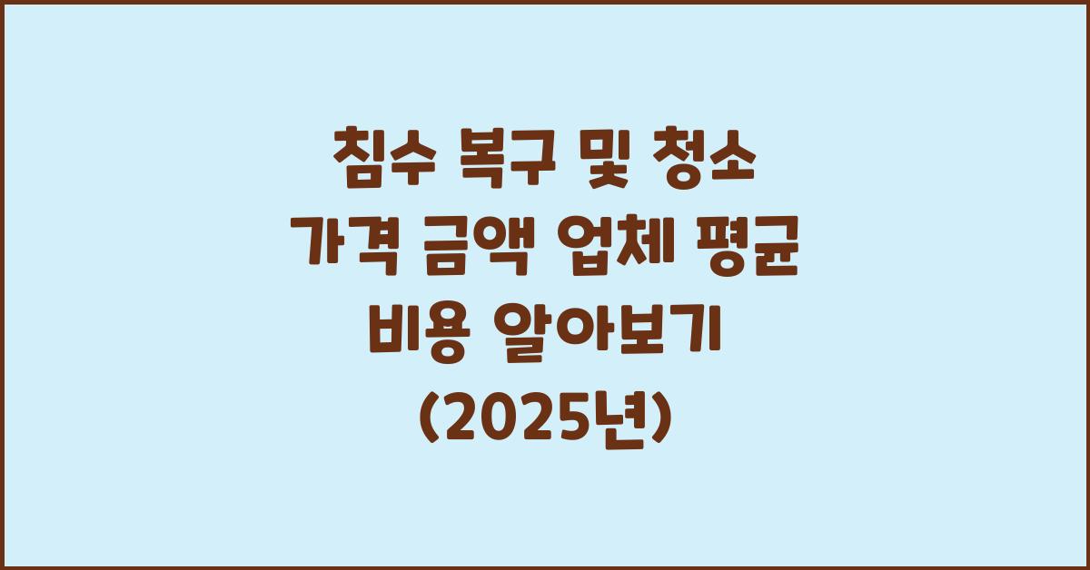 침수 복구 및 청소 가격 금액 업체 평균 비용