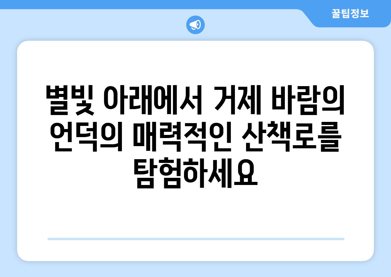 별빛 아래에서 거제 바람의 언덕의 매력적인 산책로를 탐험하세요