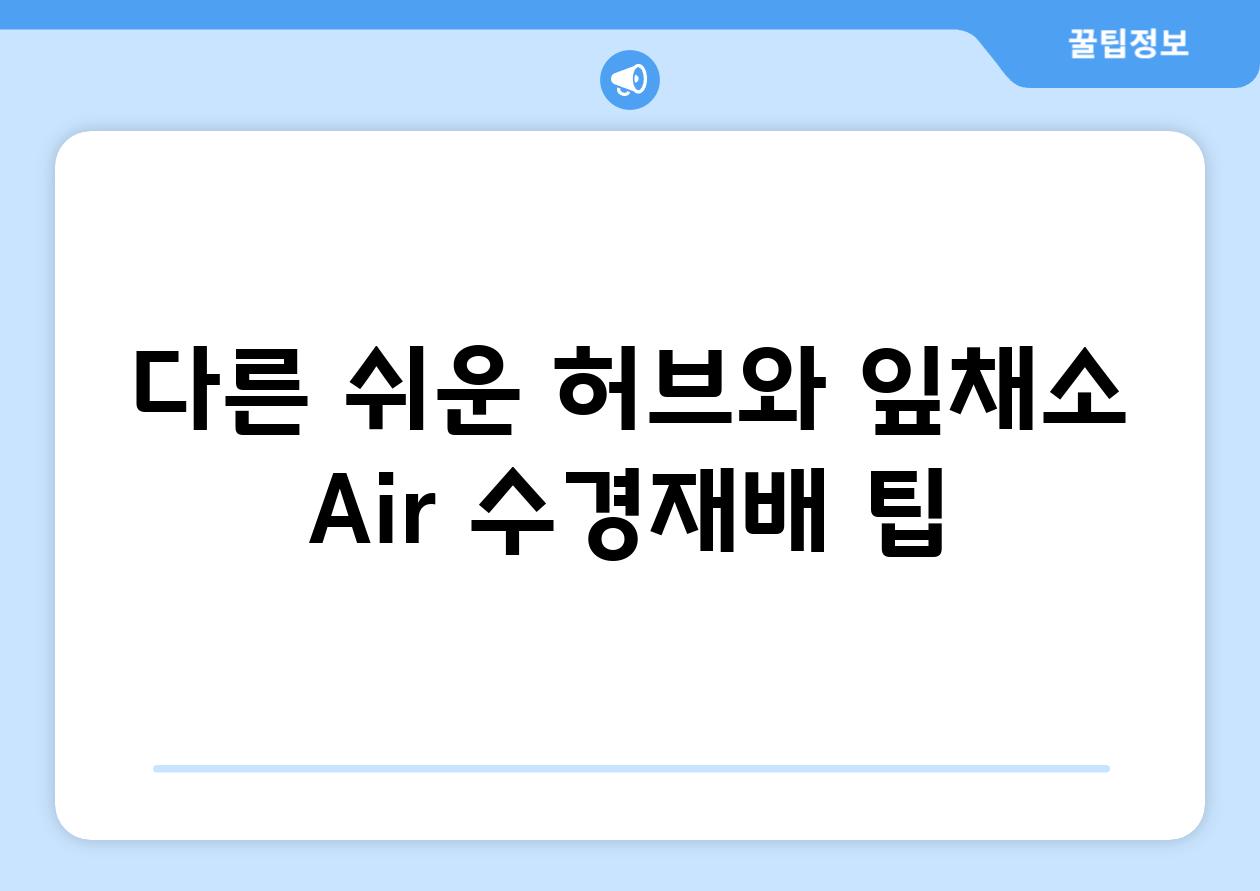 다른 쉬운 허브와 잎채소 Air 수경재배 팁