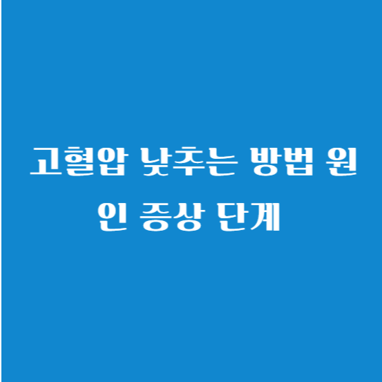 고혈압 낮추는 방법 원인 증상 단계