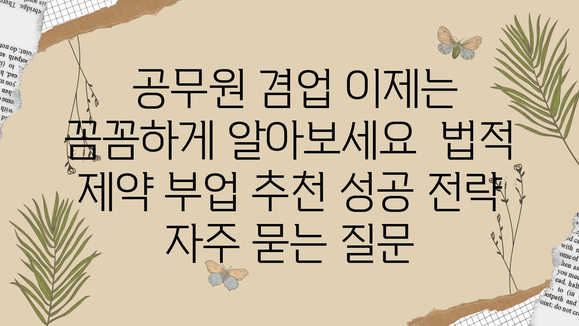  공무원 겸업 이제는 꼼꼼하게 알아보세요  법적 제약 부업 추천 성공 전략 자주 묻는 질문