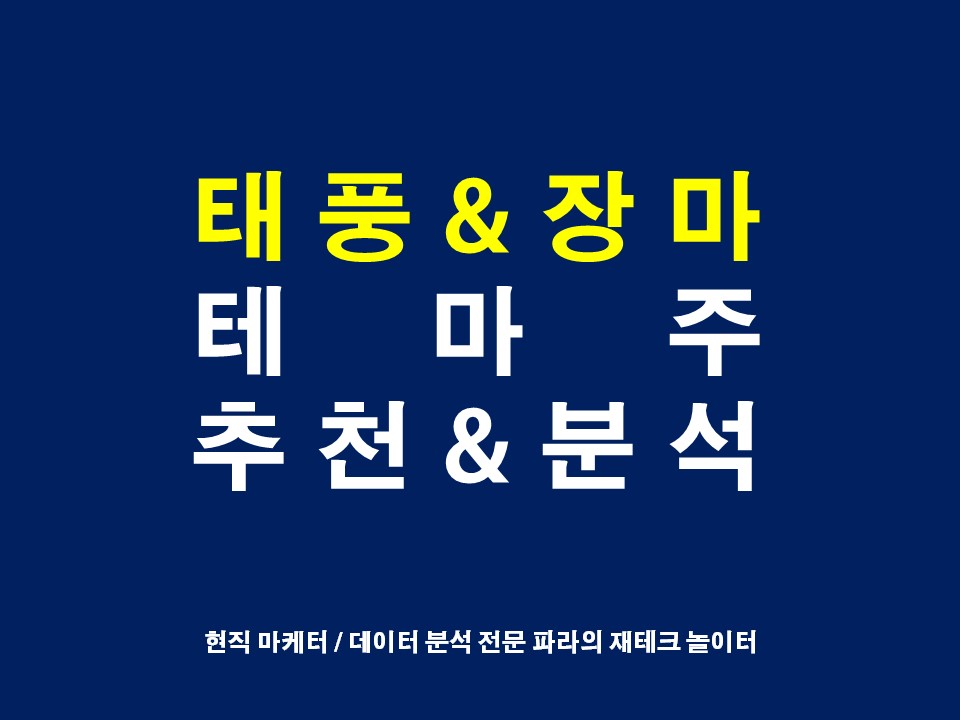  태풍 장마 테마주 TOP3 관련주 대장주 주가 전망