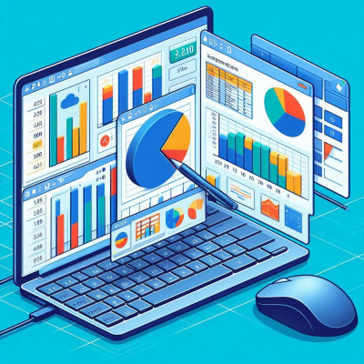 확대경으로 데이터를 분석 중인 그래프 화면