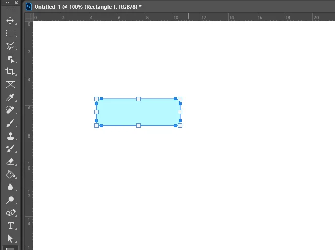 어도비 포토샵에서 사각형을 만든 모습