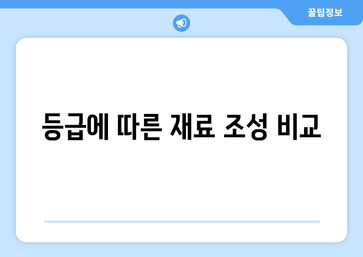 등급에 따른 재료 조성 비교