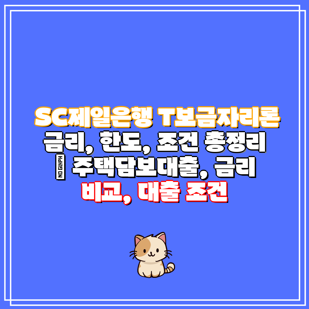 SC제일은행 T보금자리론 금리, 한도, 조건 총정리