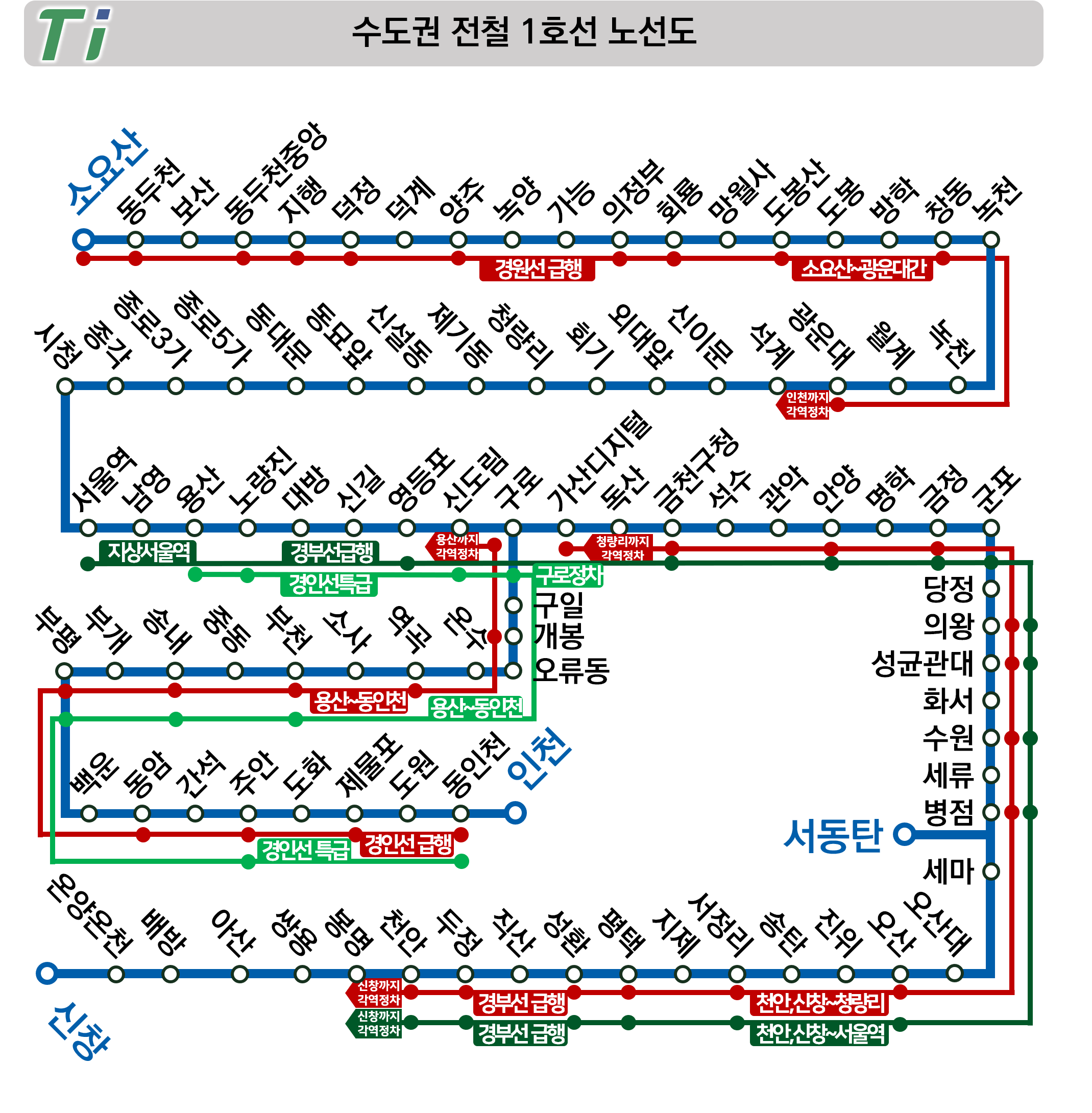 서울 1호선 막차 시간표 (2023년 3월 1일부)