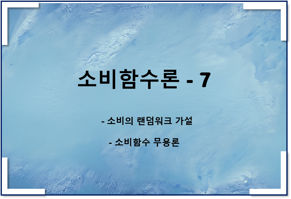  소비함수이론7 - 랜덤워크 가설, 소비함수 무용론