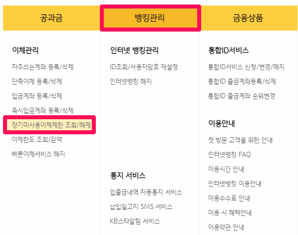 국민은행 장기미사용 해제 방법 국민은행 장기미사용 해제 방법