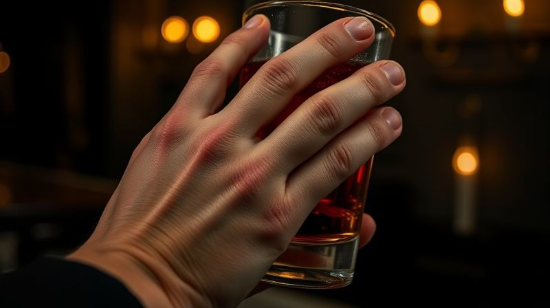 술을 갈망하며 떨리는 손